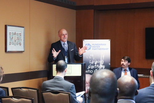 Dr. Károly Kovács, President of the HWP, during his keynote speech at the HWP's side event in the UN 2023 Water Conference