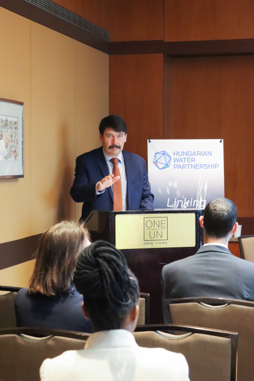 János Áder, chairman of the board of trustees of the Kék Bolygó Climate Protection Foundation during his welcome speech at the HWP's side event